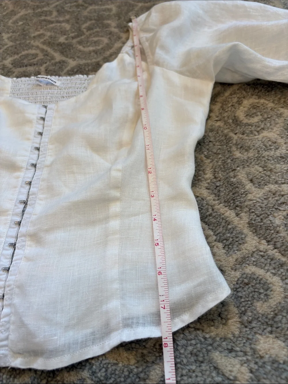 Reformation Simmie White Linen Puff Sleeve Corset Blouse Top Size 6